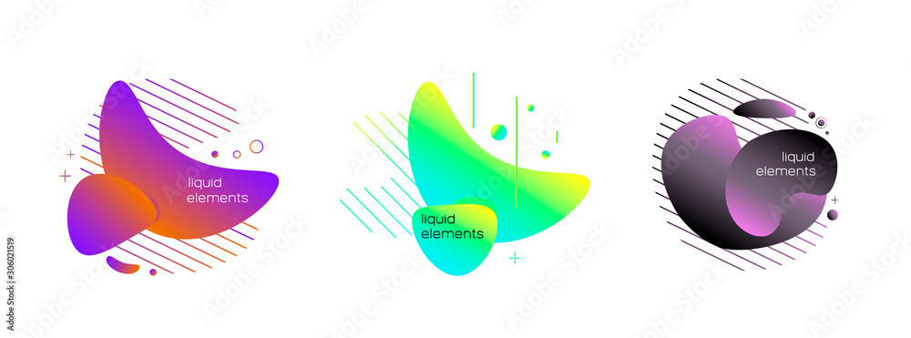 Set of abstract modern graphic elements. Dynamical colored forms