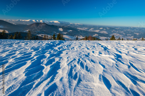 Beautiful mesmerizing view of the ski snow waves
