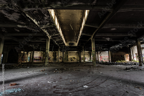 Inside an old abandoned industrial building