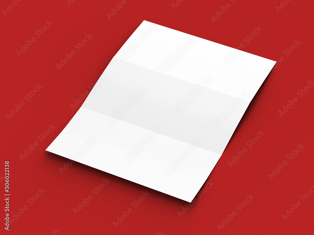 Brochure in A4 format folded to three - mockup. 3d illustration Brochure in A4 format folded to three - mockup. 3d illustration