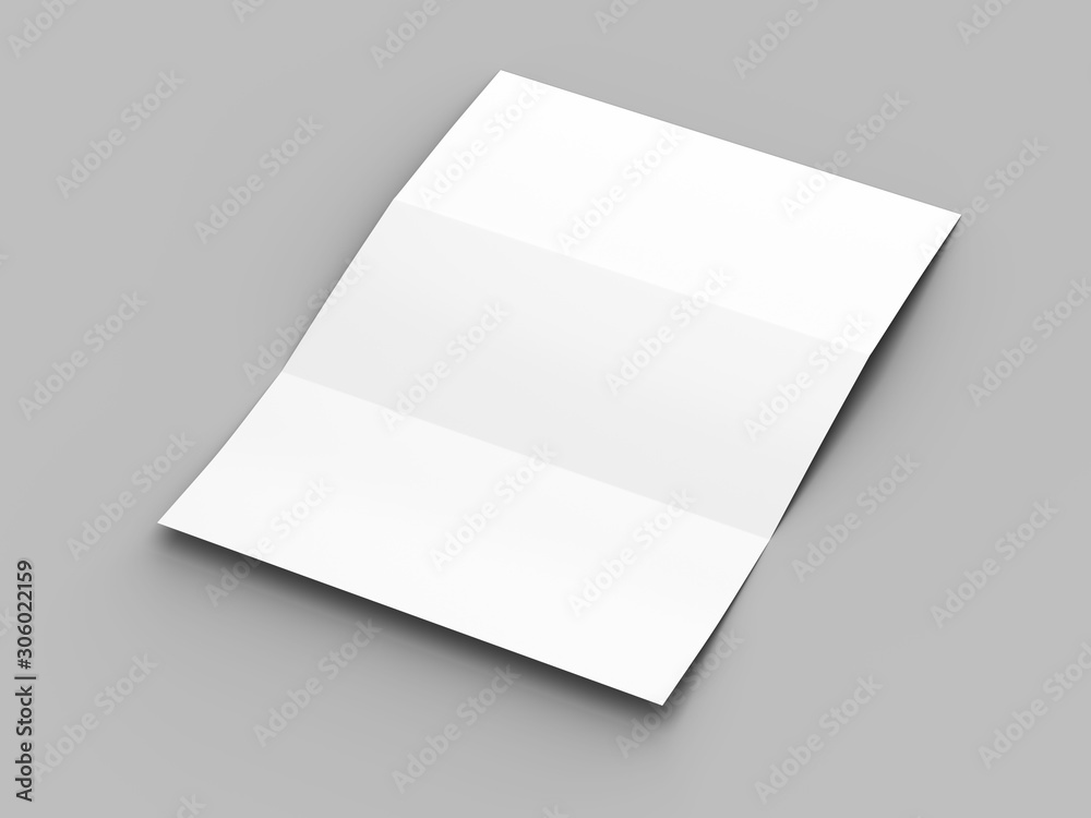 Brochure in A4 format folded to three - mockup. 3d illustration Brochure in A4 format folded to three - mockup. 3d illustration