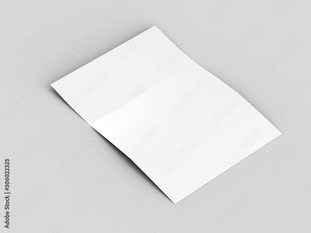 Brochure in A4 format folded to three - mockup. 3d illustration Brochure in A4 format folded to three - mockup. 3d illustration