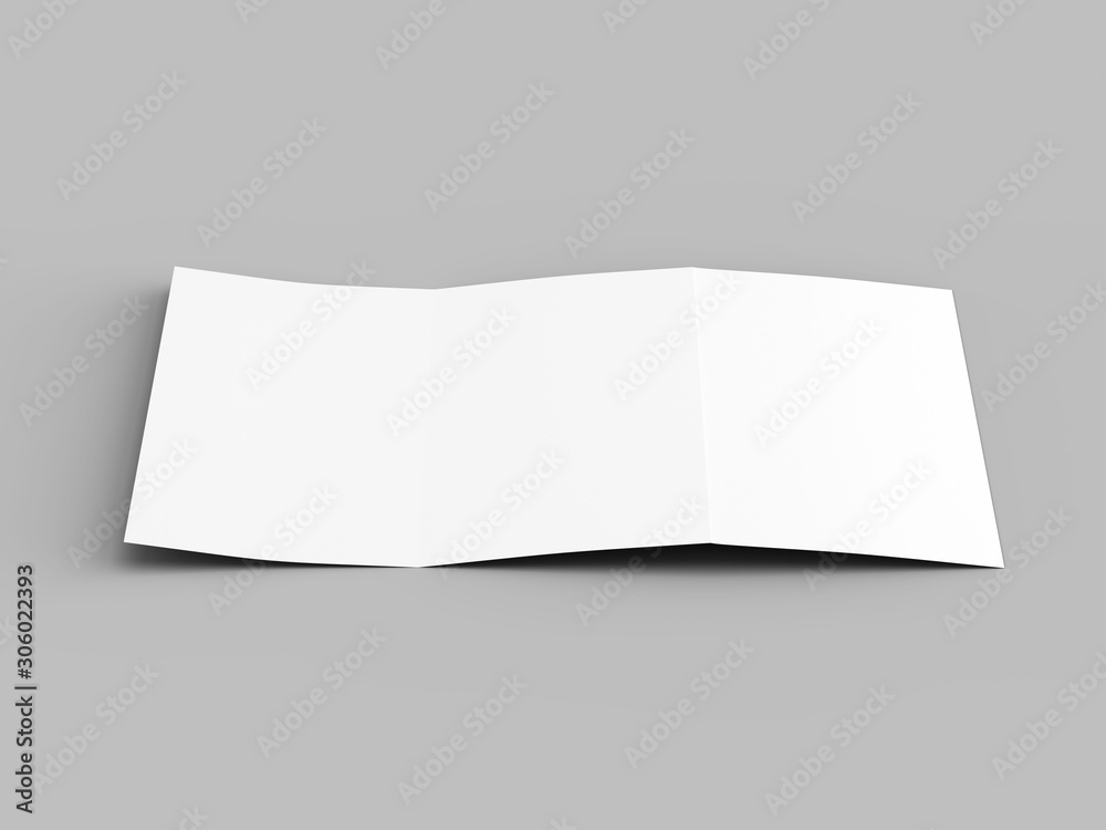 Brochure in A4 format folded to three - mockup. 3d illustration Brochure in A4 format folded to three - mockup. 3d illustration