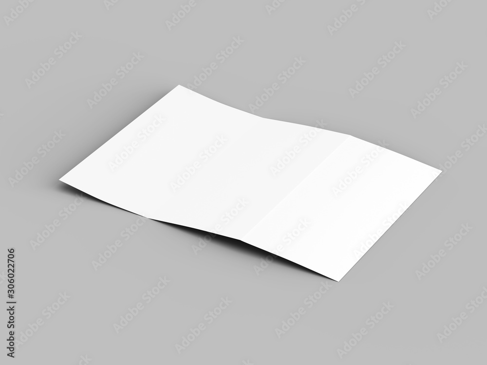 Brochure in A4 format folded to three - mockup. 3d illustration Brochure in A4 format folded to three - mockup. 3d illustration