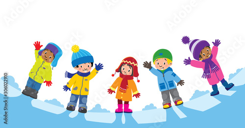 Children. Design template with kids and background