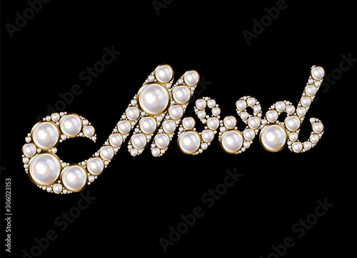 Mood. Vector hand drawn lettering of  pearls  isolated. Creative artwork. Template for card, poster. banner, print for t-shirt, pin, badge, patch.