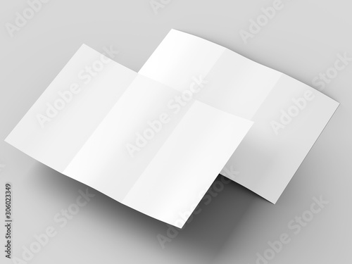 Brochure in A4 format folded to three - mockup. 3d illustration