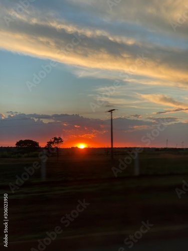 sunset over city