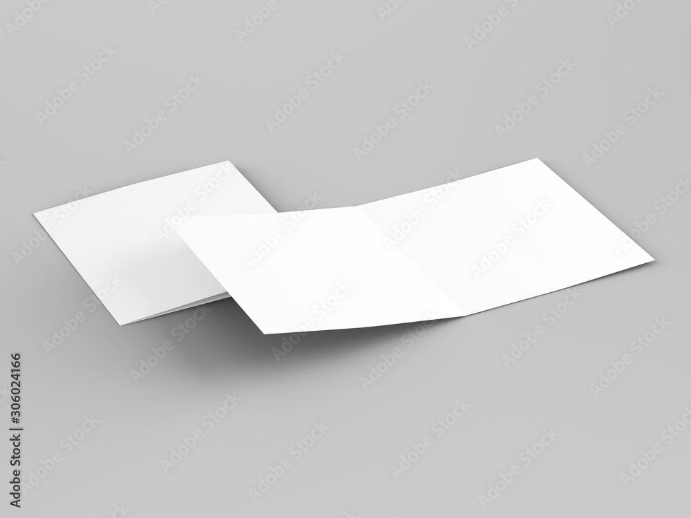 Brochure in square format folded to two - mockup. 3d illustration Brochure in square format folded to two - mockup. 3d illustration