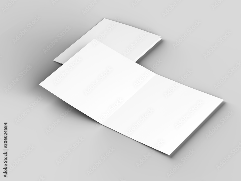 Brochure in square format folded to two - mockup. 3d illustration Brochure in square format folded to two - mockup. 3d illustration
