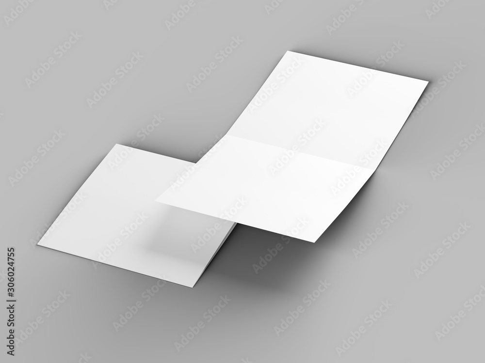 Brochure in square format folded to two - mockup. 3d illustration Brochure in square format folded to two - mockup. 3d illustration