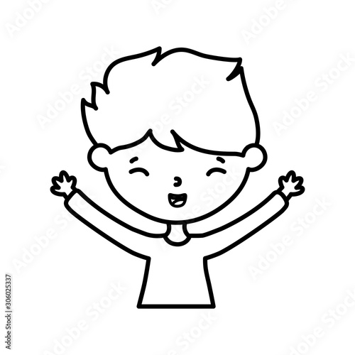 little boy infant cartoon character line style