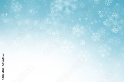 abstract winter background with snowflakes, Christmas background with heavy snowfall, snowflakes in the sky photo