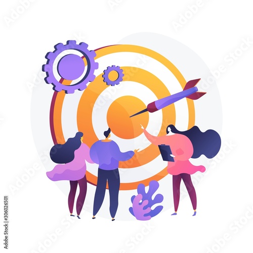 Staff management, perspective definition, target orientation. Teamwork organization. Business coach, company executive and personnel cartoon characters. Vector isolated concept metaphor illustration.