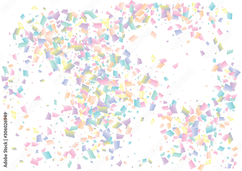 Festive color rectangle confetti background. Abstract frame confetti texture for holiday, postcard, poster, website, carnival, birthday, children's parties. Cover confetti mock-up. Wedding card layout