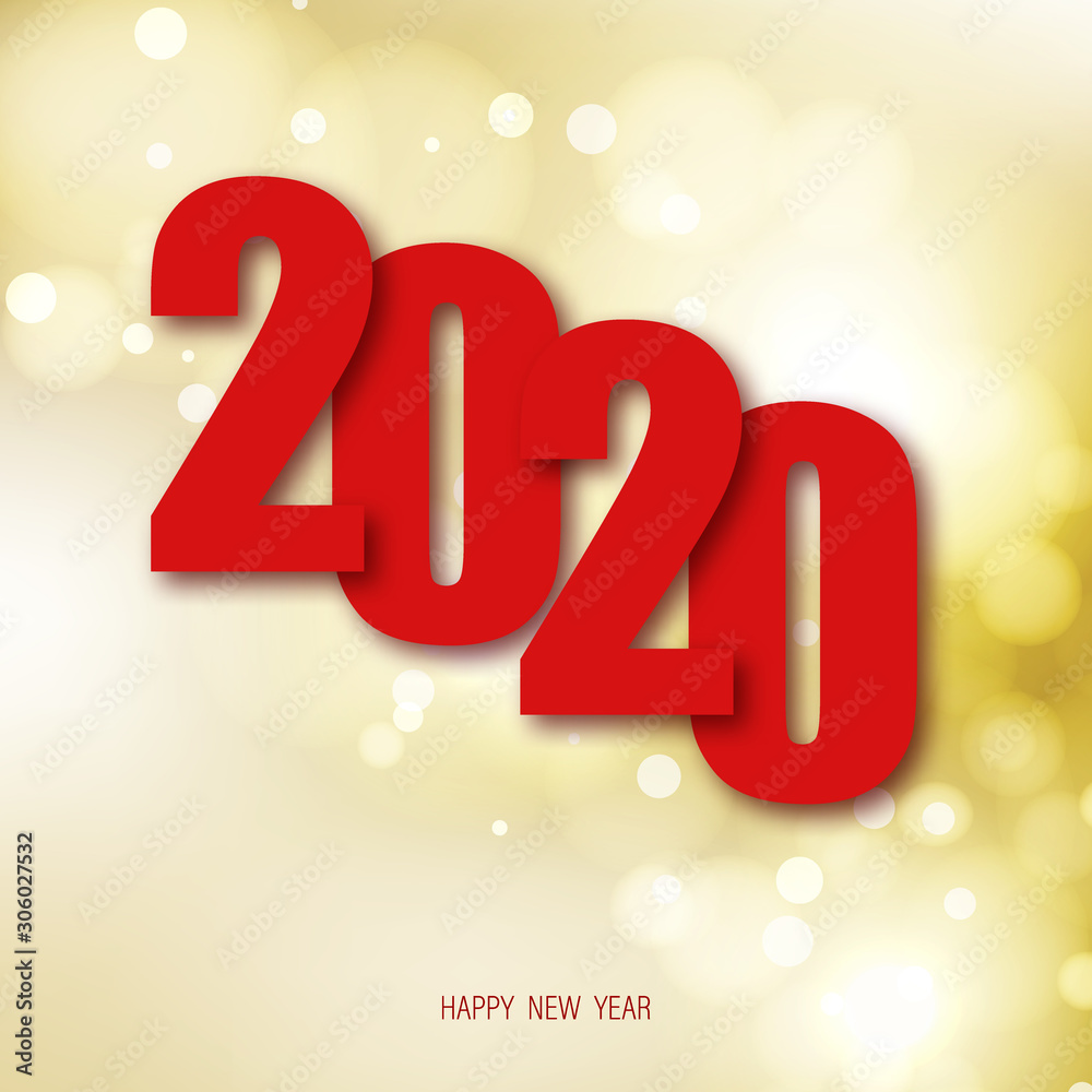 Happy New Year 2020 winter holiday greeting card design template. Party poster, banner or invitation. Vector background Happy New Year 2020 winter holiday greeting card design template. Party poster, banner or invitation. Vector background