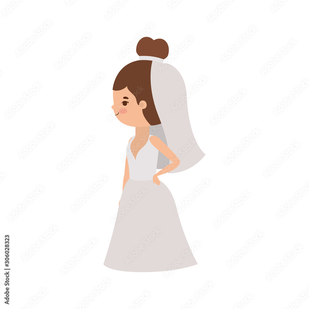 Bride cartoon with wedding dress vector design Bride cartoon with wedding dress vector design