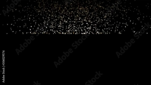 Dynamic stars falling down screen forming mass from straight line to dissapearing. Abstract animation on black photo