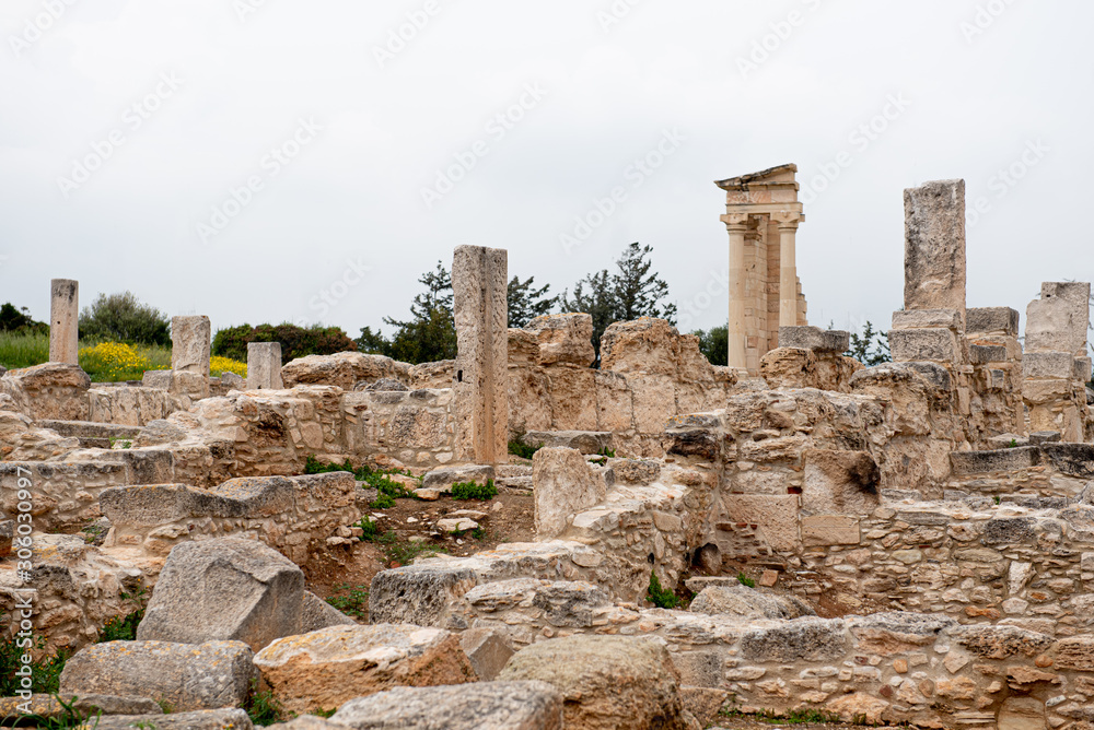 Ancient columns of Apollon Hylates,  sanctuary in Limassol district, Cyprus