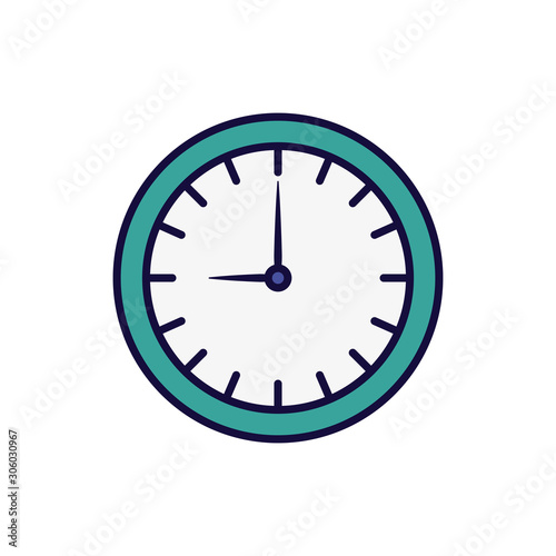 round clock time hour icon on white background