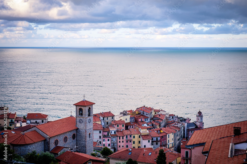 Overlooking the seaside town of Tellaro, La Spezia, Italy
