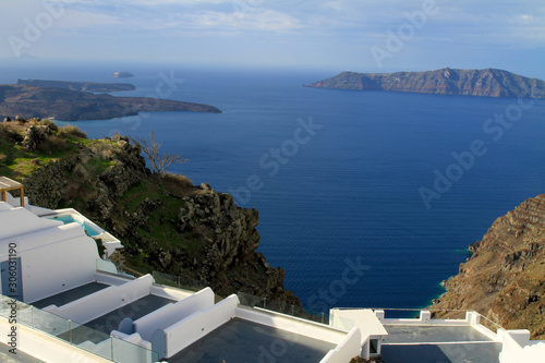 A beautiful coastal view of the Greek Island of Santorini