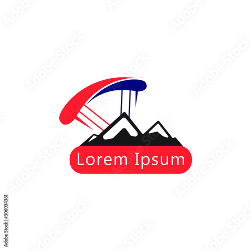 paragliding logo with text space for your slogan / tag line, vector