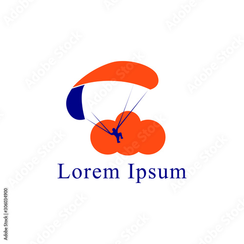 paragliding logo with text space for your slogan / tag line, vector