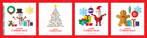 Santa claus, christmas tree and christmas elements