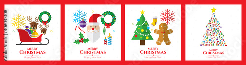Santa claus, christmas tree and christmas elements