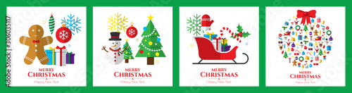 Santa claus, christmas tree and christmas elements