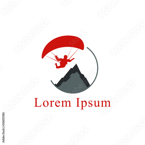 paragliding logo with text space for your slogan / tag line, vector