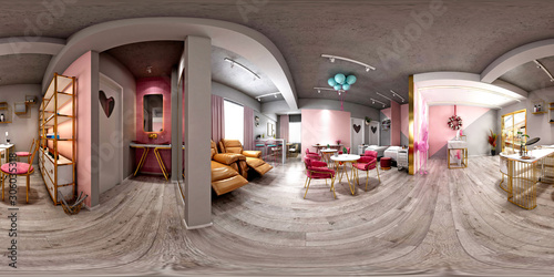 3d render of beauty salon, spa cenger, 360 degrees. photo