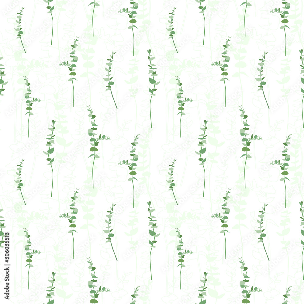 Eucalyptus leaf seamless pattern. design background. Vector illustration
