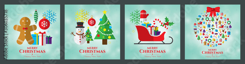 Santa claus, christmas tree and christmas elements