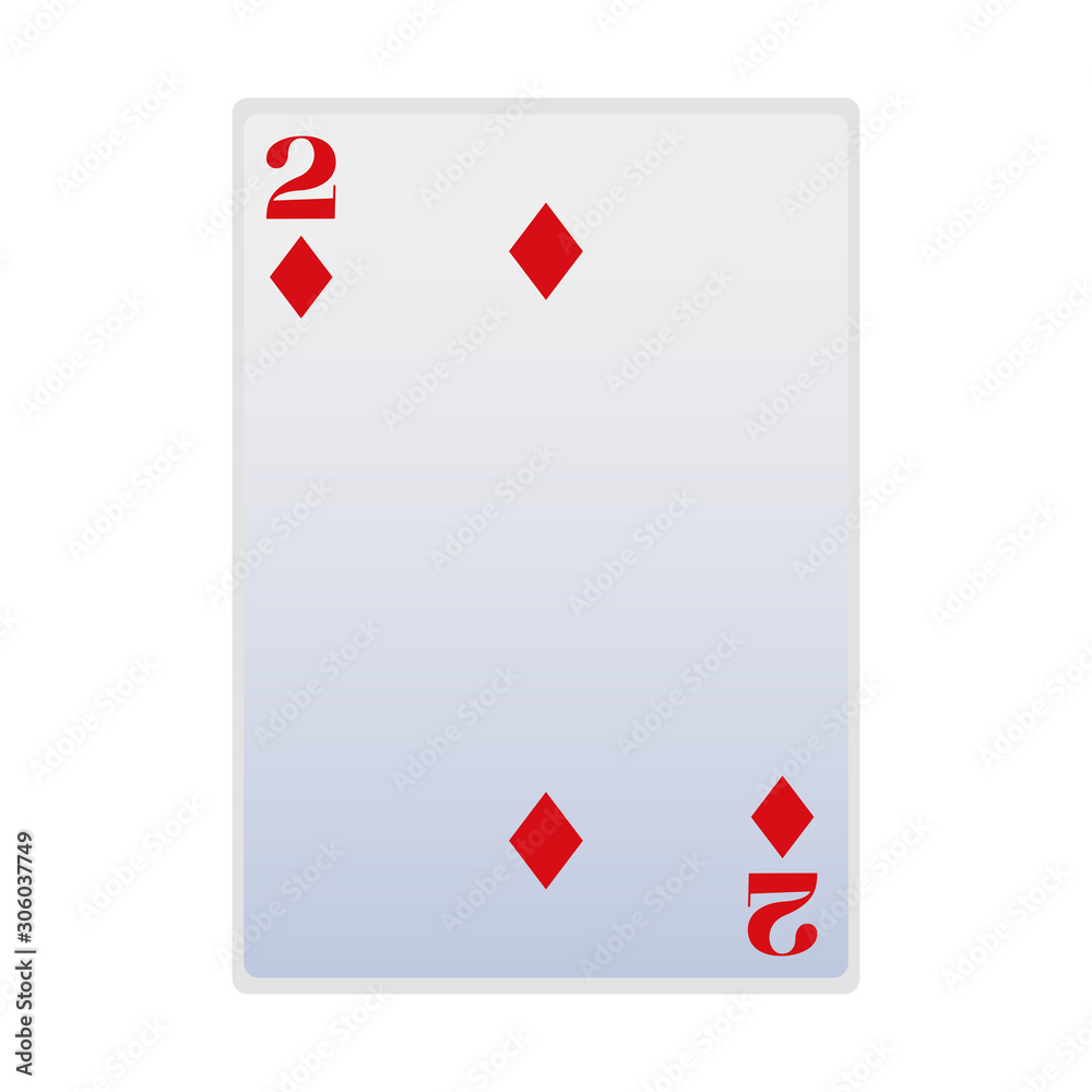 two of diamonds card icon, flat design