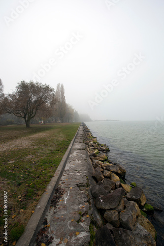 Foggy morning at lake Balaton