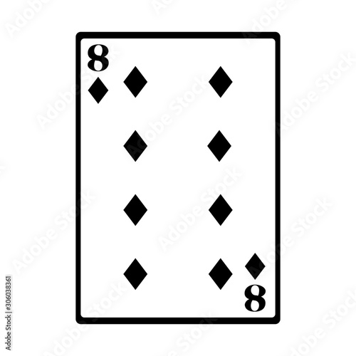 eight of diamonds card icon, flat design