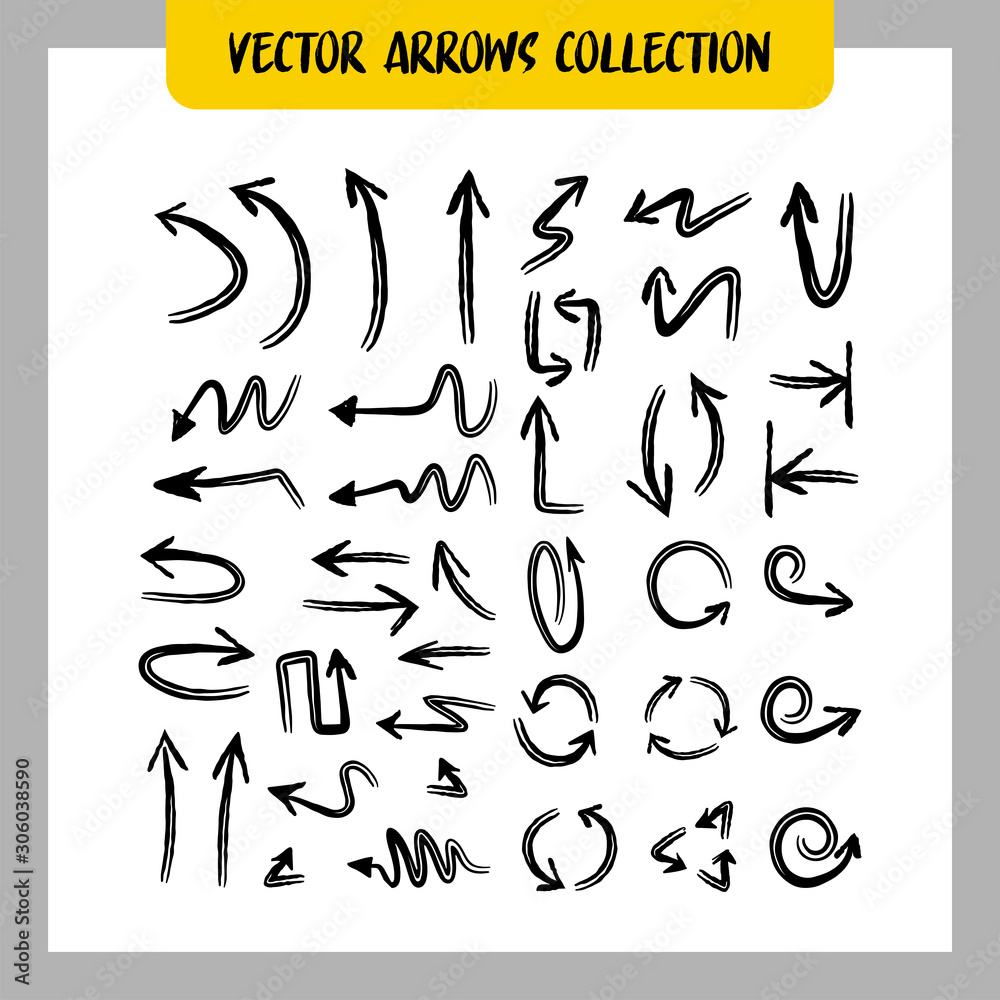 Arrow doodles collection. Hand drawn arrows. Arrow doodles collection. Hand drawn arrows.