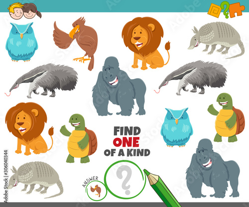 one of a kind game for kids with cartoon animals