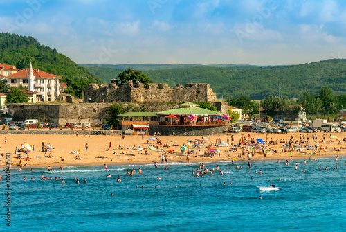 Istanbul, Turkey, 25 June 2006: Riva Beach and Castle, Black Sea, Riva, Beykoz.