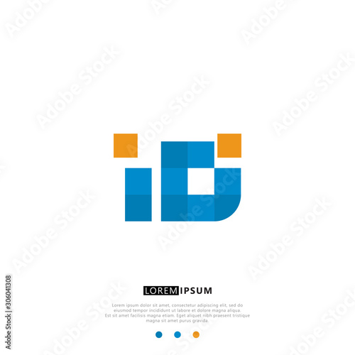 ID I D Logo Monogram with Blue and yellow Colors. modern letter logo design