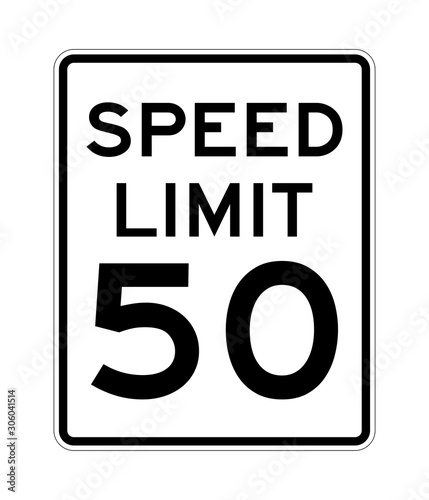 Speed limit 50 road sign in USA