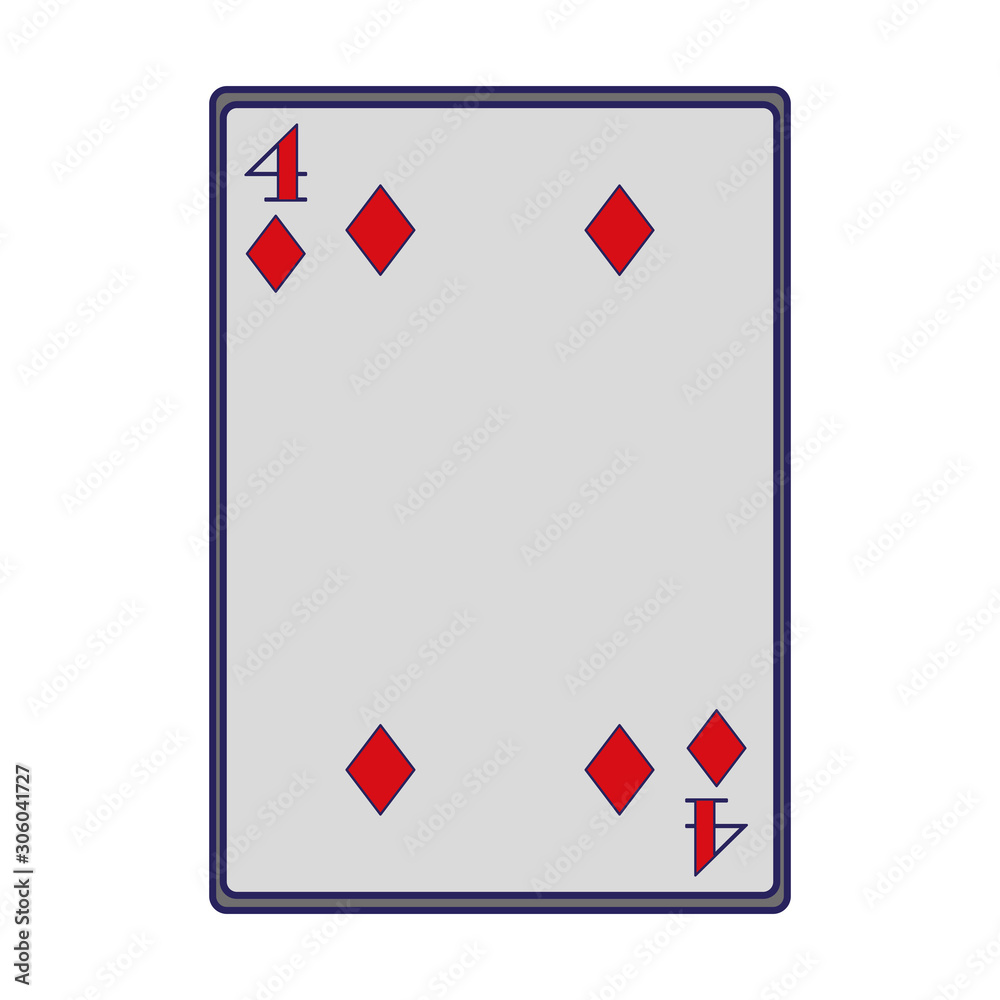 four of diamonds card icon, flat design
