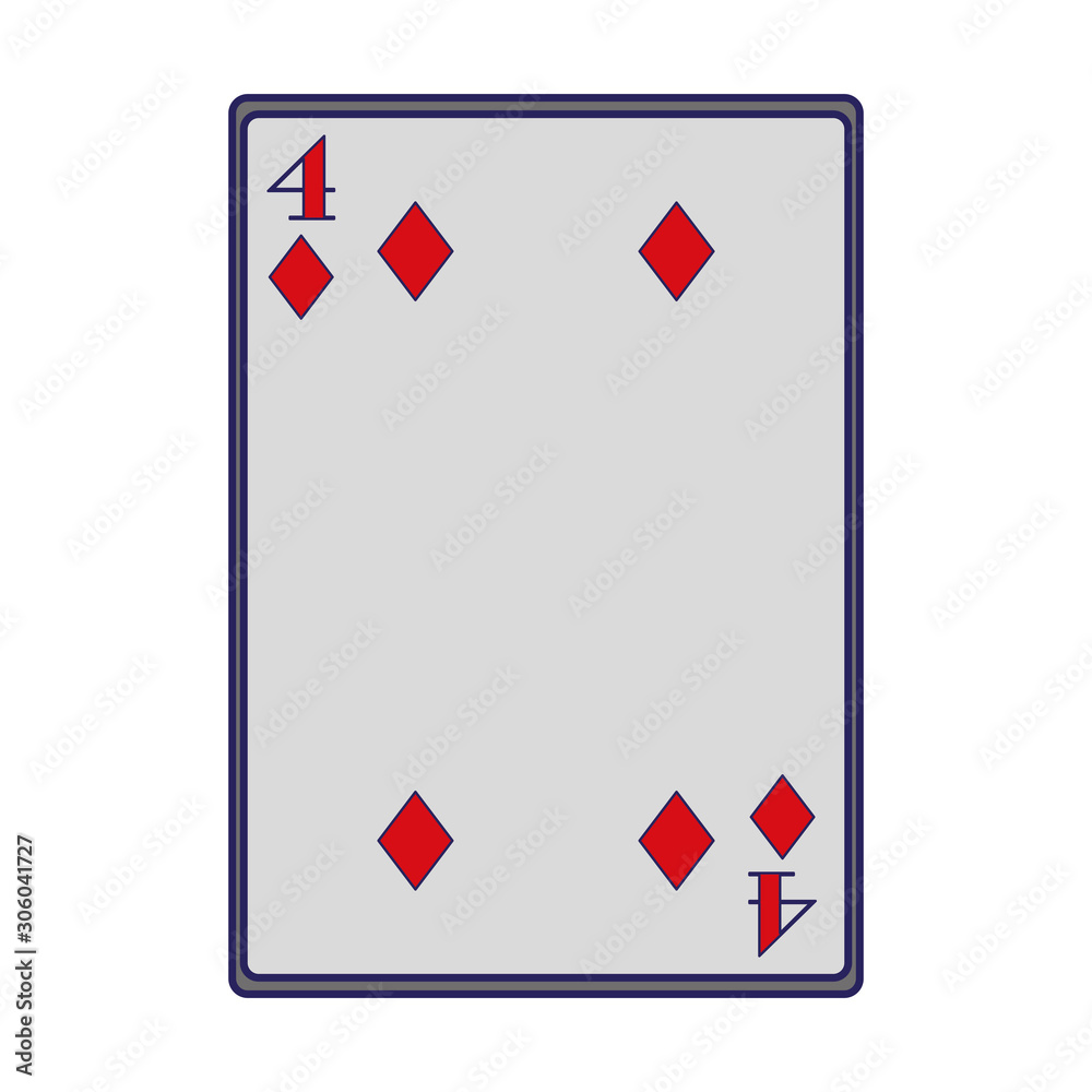 Obraz premium four of diamonds card icon, flat design
