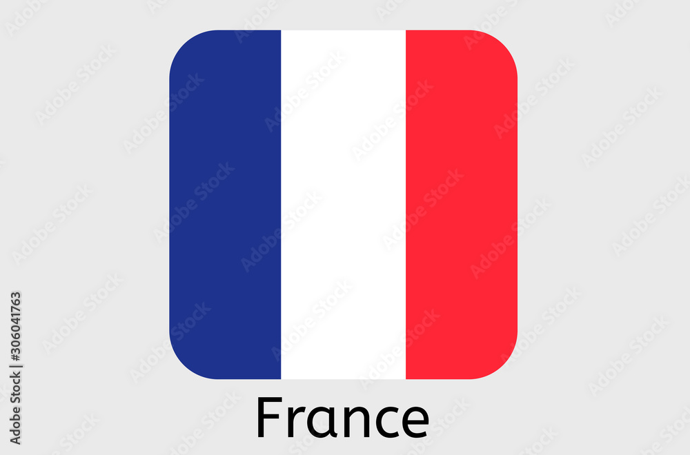 French flag icon, France country flag vector illustration
