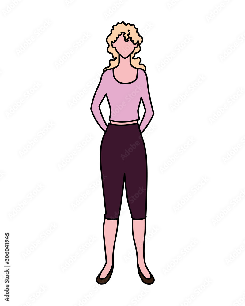 Fototapeta premium woman faceless standing on white background