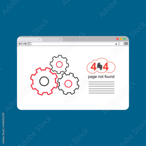 Design template for web page with 404 error. Can use for web banner, infographics. Flat vector illustration isolated on colored background.