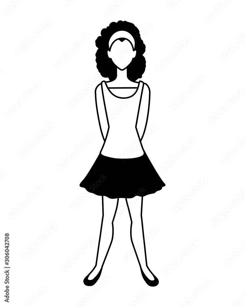 woman faceless standing on white background