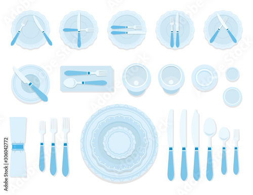 Table Etiquette organizations icons flat vector